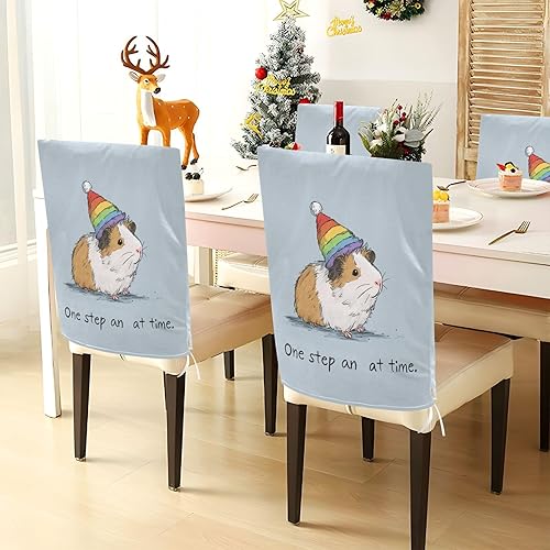 Miniatura 3 de Rainbow Pig Cute Chair Covers for Party Soft for Home Dining Room Decor Set of 2 Decorative Living Room Chair Covers protectores de sillas para