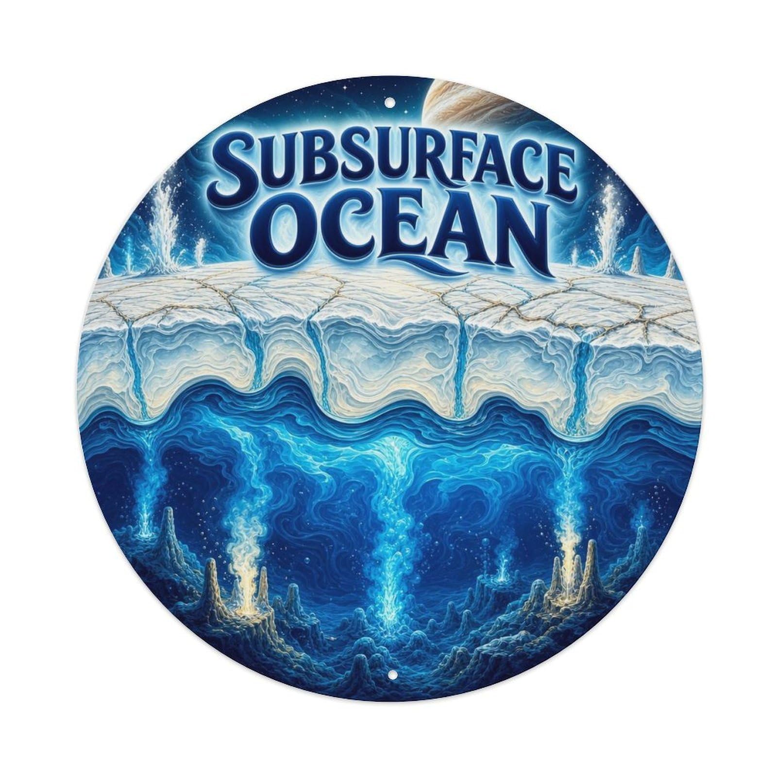 Space Age Jupiter Moon Ice Celestial Astronomy Metal Tin Sign