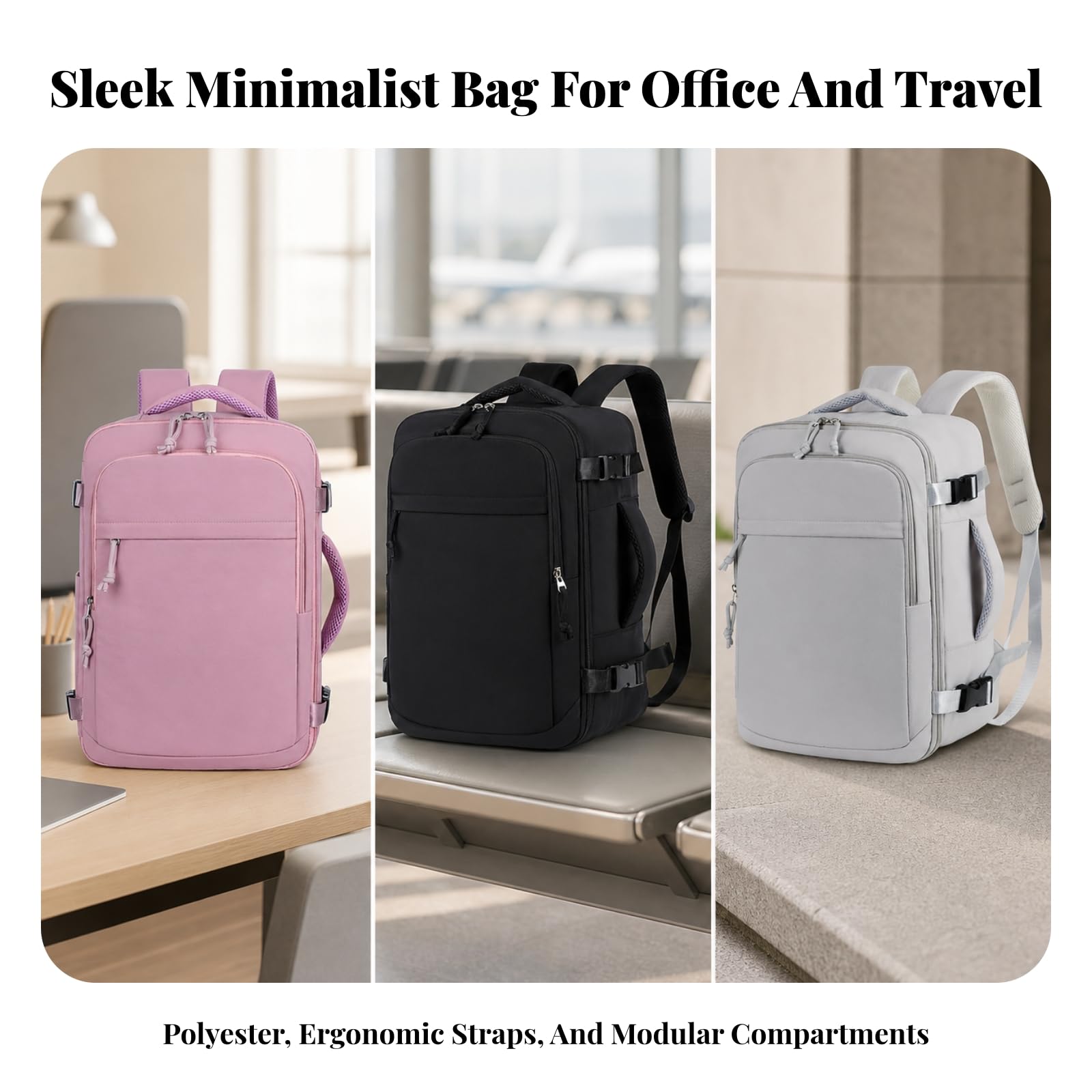 Mochila Viaje Versátil | Multicompartimento, Mochila con Correa para Equipaje, Espaciosa, Bolso, Universidad, Viajeros, Estudians, Beige