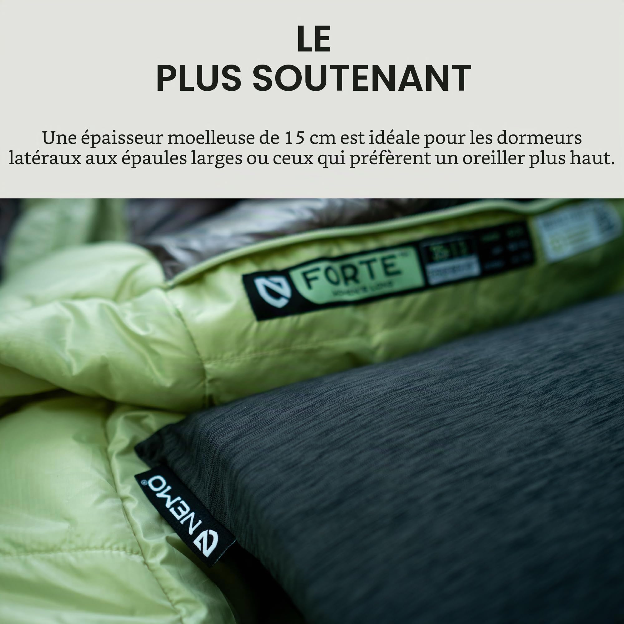 NEMO Equipment Fillo King Oreiller de camping de luxe – Noir perle/bourgeon de bouleau | Pliable, rembourrage en mousse, air, soutien du cou, housse amovible, voyage