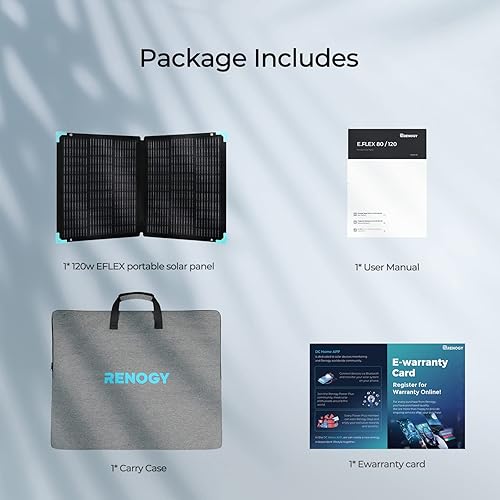 Miniatura 8 de Renogy E Flex - Panel solar plegable de 120 vatios con soporte ajustable y asas de transporte integradas para viajes por carretera, campamento,