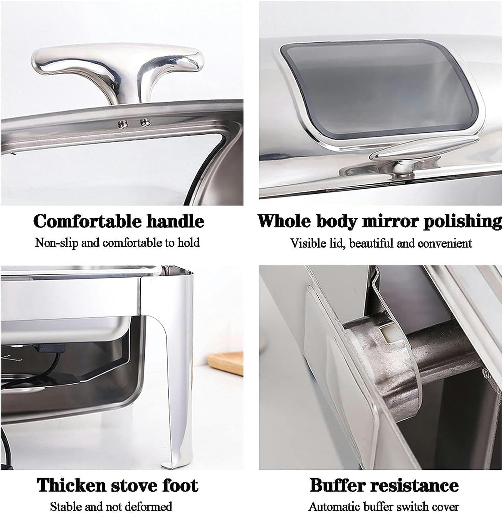 Chafing Dish Scaldavivande Elettrico Acciaio Inox, 13L Scaldavivande Contenitore Scalda Cibo per Ristorante Festa, Stufa Isolante Quadrata per Hotel