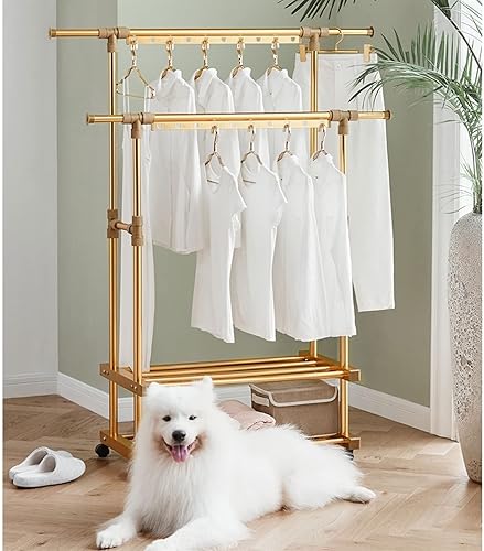 Miniatura 6 de UNNS Perchero plegable de secado de suelo de 3 capas soporte plegable para ropa de lavandería ruedas rodantes adecuadas para balcón lavandería