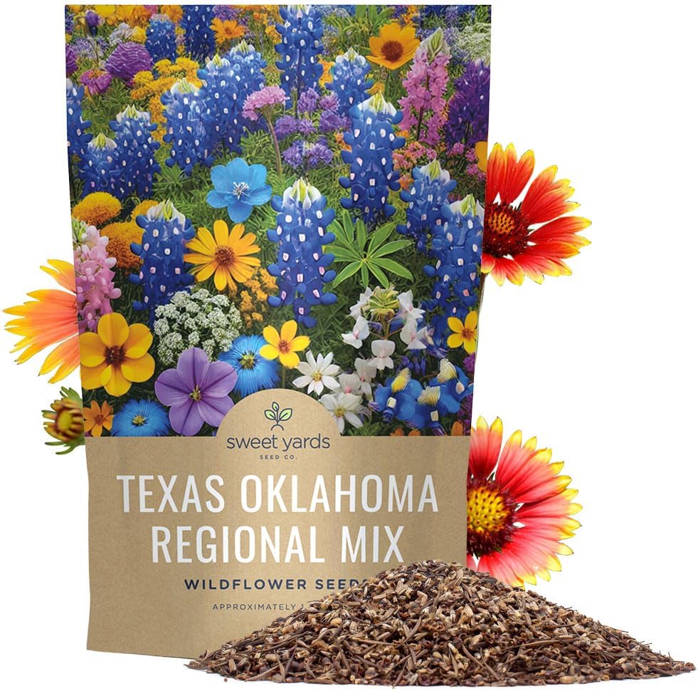 Texas Oklahoma Regional Mix Seeds for Planting - Bulk 1 Pound Bag - Over 240,000 Native Seeds - Open Pollinated and Non GMO