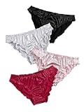 Women&apos;s 4pack Frill Trim Satin Underwear Briefs Panty Set