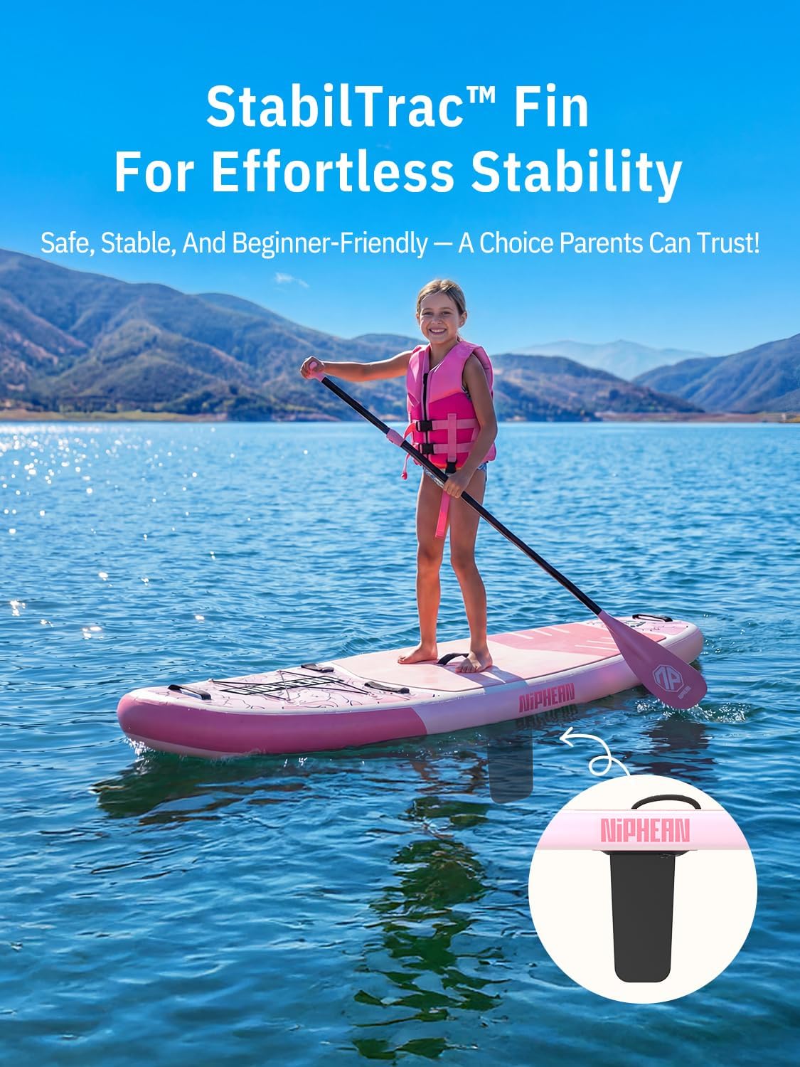 Niphean（Ultra-Light） Inflatable Paddle Board with StabilTrac Fin and Durable SUP Accessories, 10' Stand Up Paddle Boards for Adults & Youth, Versatile Yoga Paddle Board, Gift Ideas