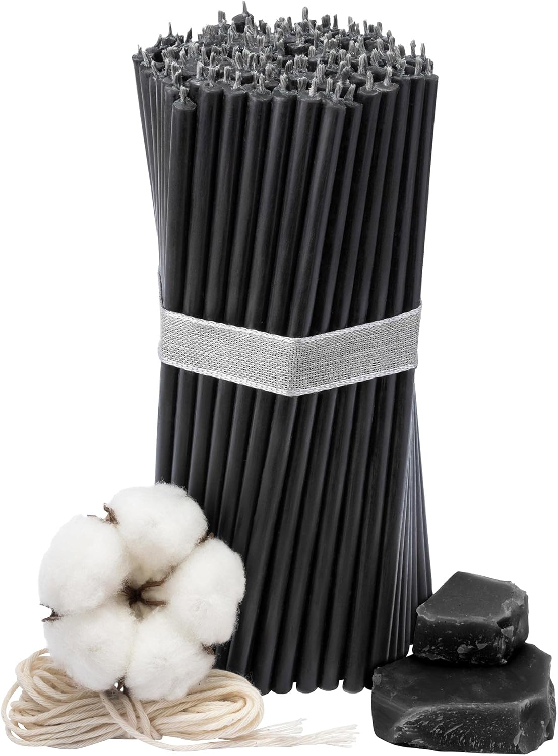 ecclesiastical Beeswax Candles - 100 pcs. I high Quality & Black Ritual Candles L-6.5 in/Ø-0.22 in I 50 min Burning time in Black I Thin Candles drip- & Smoke-Free