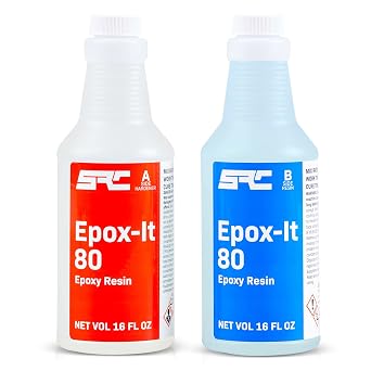 SPRESIN Epox-It 80 Clear Epoxy Resin Kit 32 Oz 16 Oz Part A + 16 Oz Part B for Beginners and Experts, Coating, Bar Top, Countertop, Tabletop- Crystal Clear Formula for Jewelry Art, Laminating