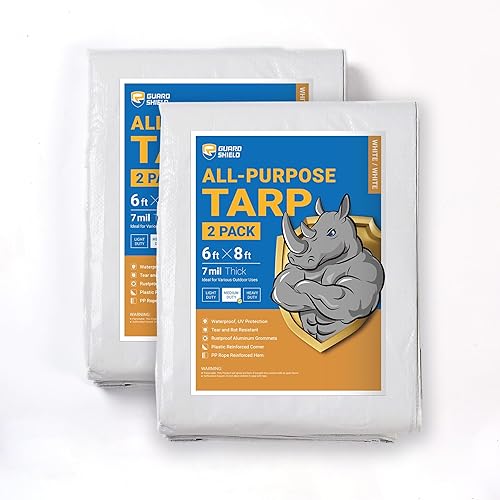 Miniatura 18 de GUARD SHIELD Lona plateada impermeable de 10 x 12 pies, cubierta de lona de polietileno multiusos de servicio medio, 7 mil