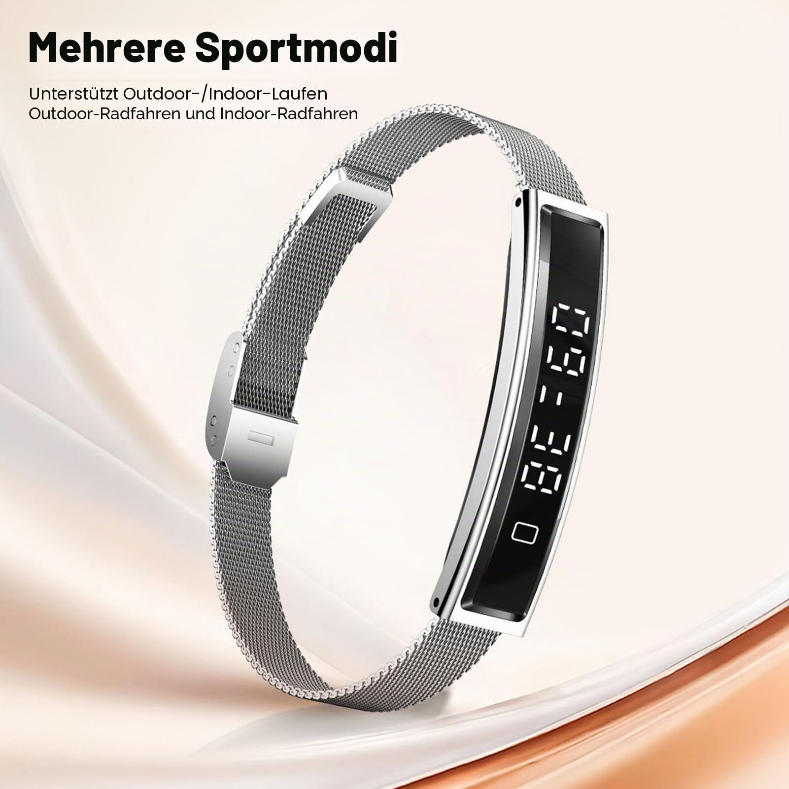 VBESTLIFE Smart Armband, Fitness -Tracker mit Bluetooth 5.3 für Android lOS, Wasserdichtes Gesundheits -Armband mit App Zum Schwimmen mit Dem Laufradfahren (Silver)