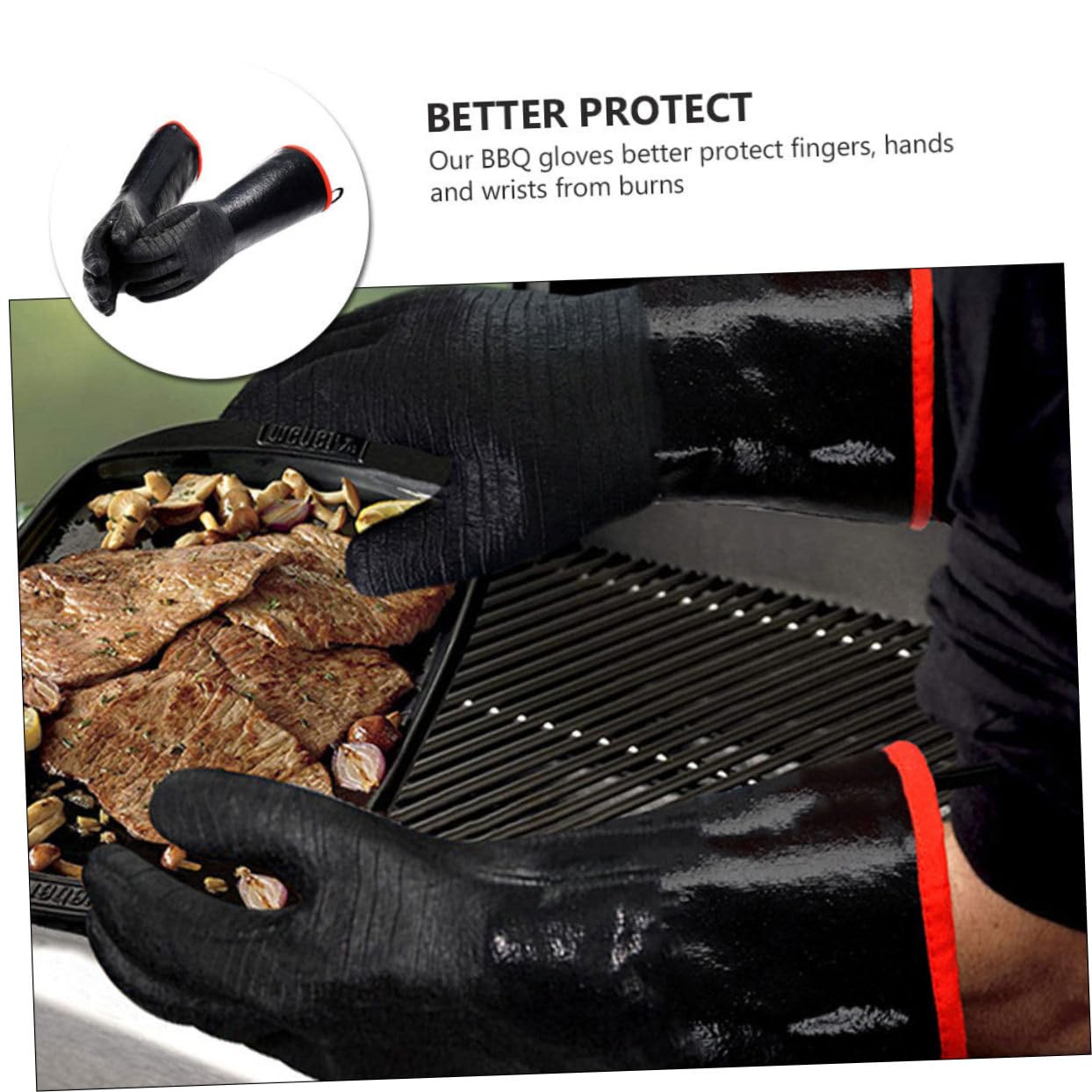 Tofficu Guanti da Forno Resistenti al Calore e Impermeabili in Neoprene Multipurpose e Lavabili in Lavatrice Nero per Cucina e Barbecue All'aperto