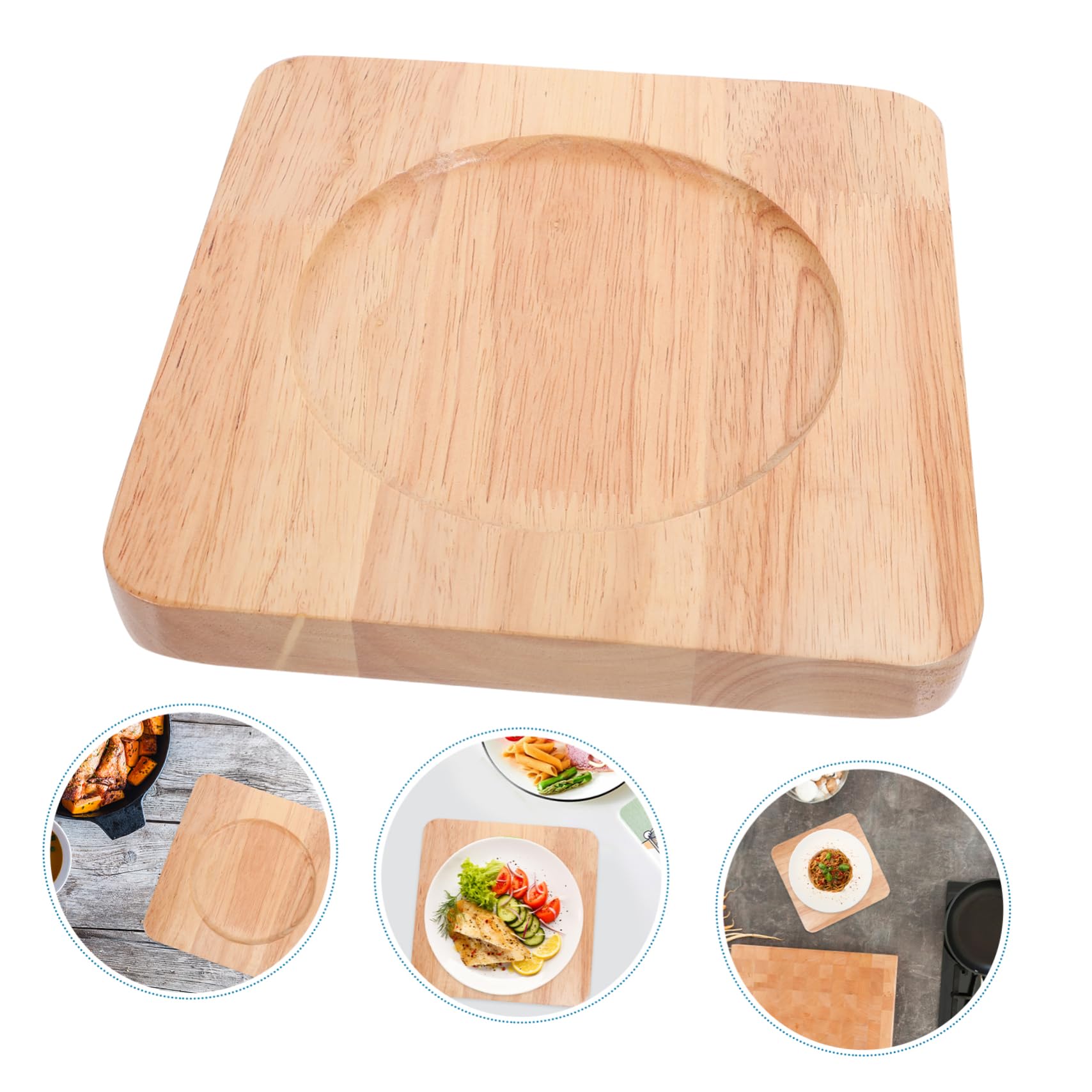 Holz Topfuntersetzer 20x20cm mit Anti Rutsch und Hitzebeständiger Dämmung Küchenzubehör aus Massivem Holz für Esstisch und Restaurants
