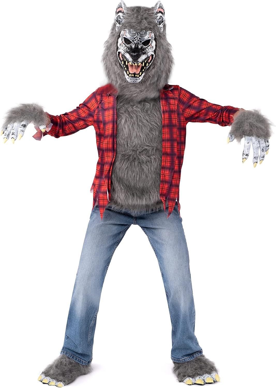 Spooktacular Creations Halloween Kids Werewolf Costume with Mask, Wolf Costume for Halloween Dress Up Parties, Festivals