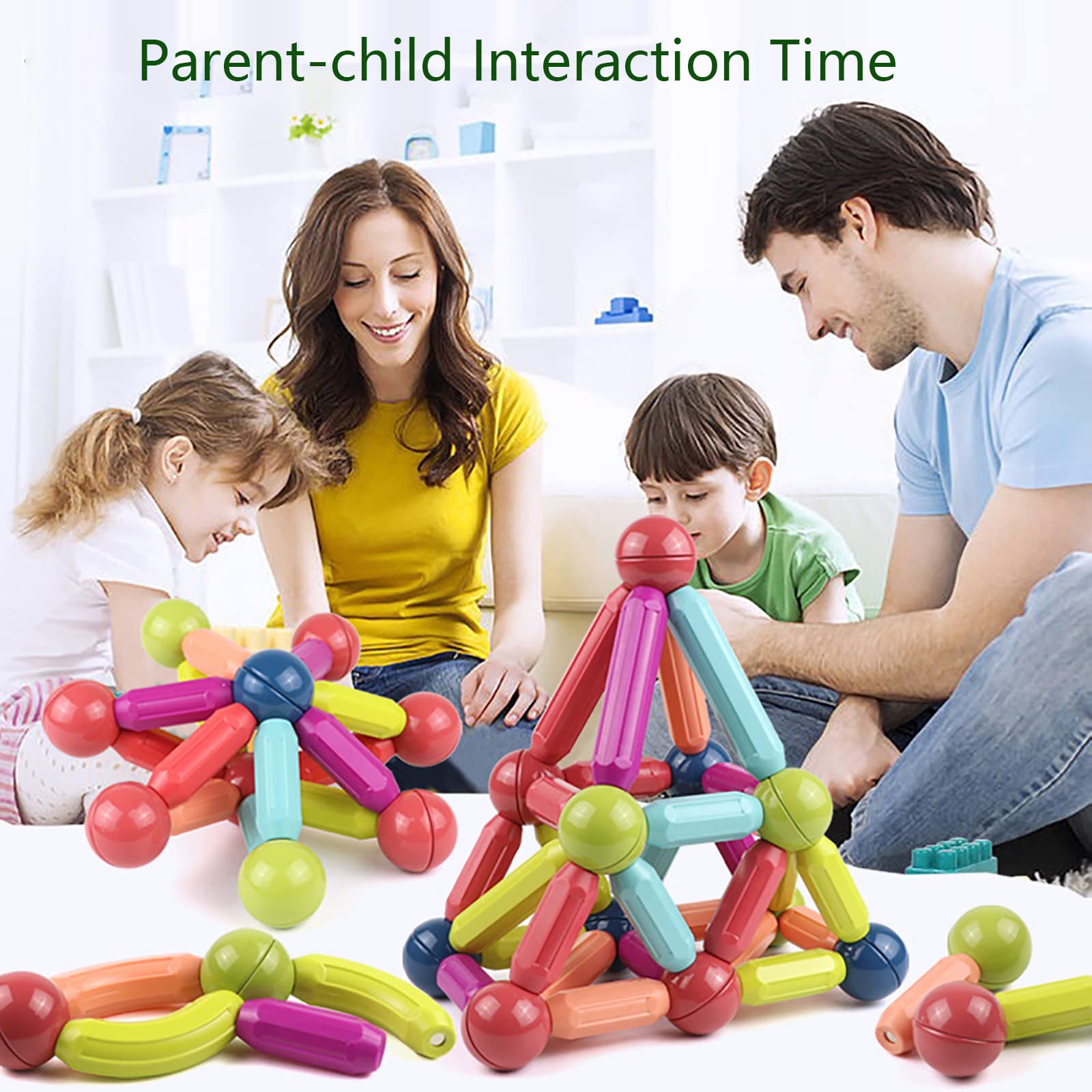 SVYHUOK Bloques de Construcción Magnéticos 3D Juguetes de Construcciones Magneticas Niños, 64 Piezas Liberar la Creatividad Más Juguetes Educativos, Juego de Imanes para Niños Reyes Magos Regalos