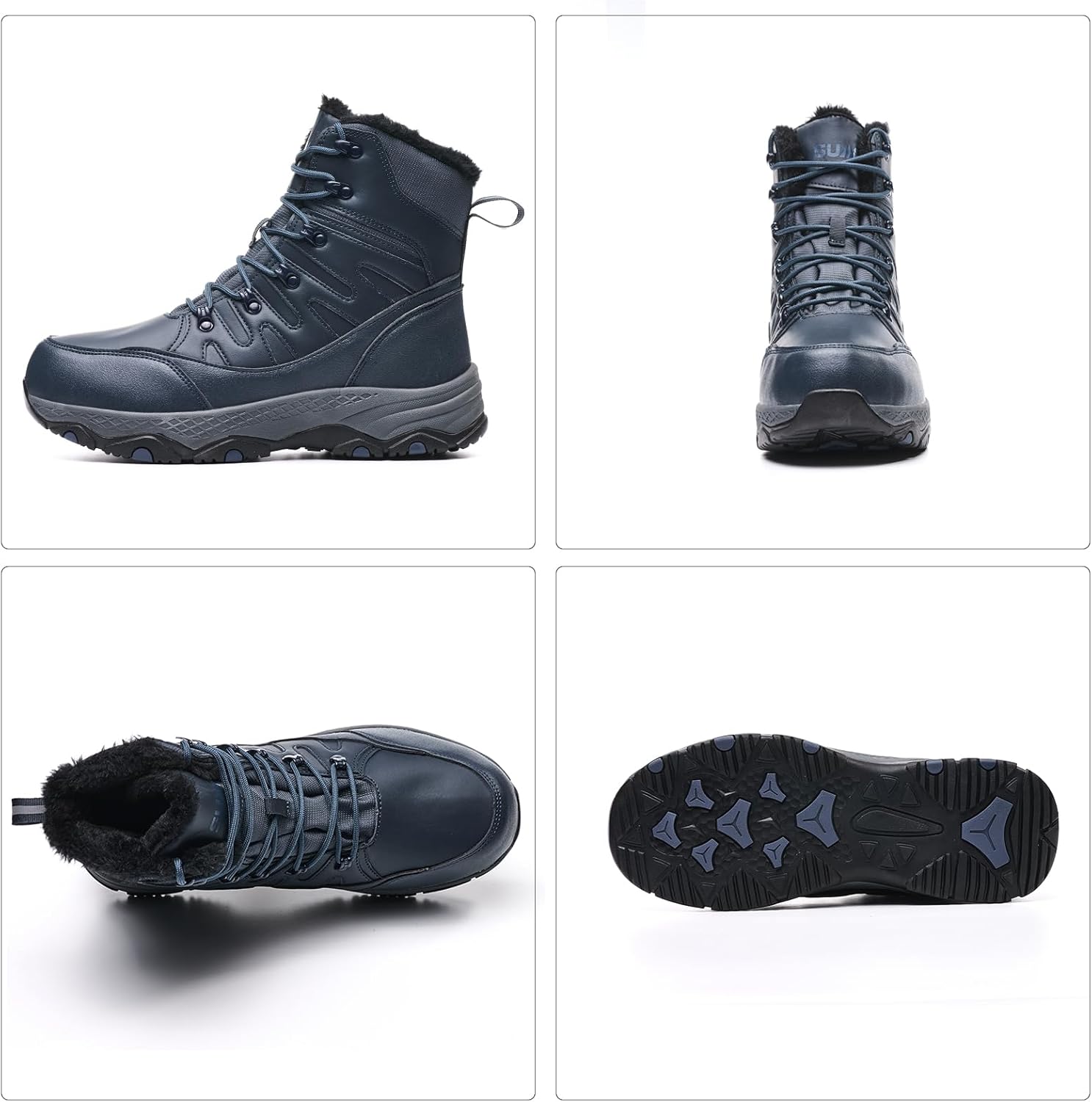 Snow Boots for Men Waterproof Mid Calf Winter Hiking Boot Durable Warm Fur Lined Boot Non-Slip Warm Climbing Shoes - Image 7