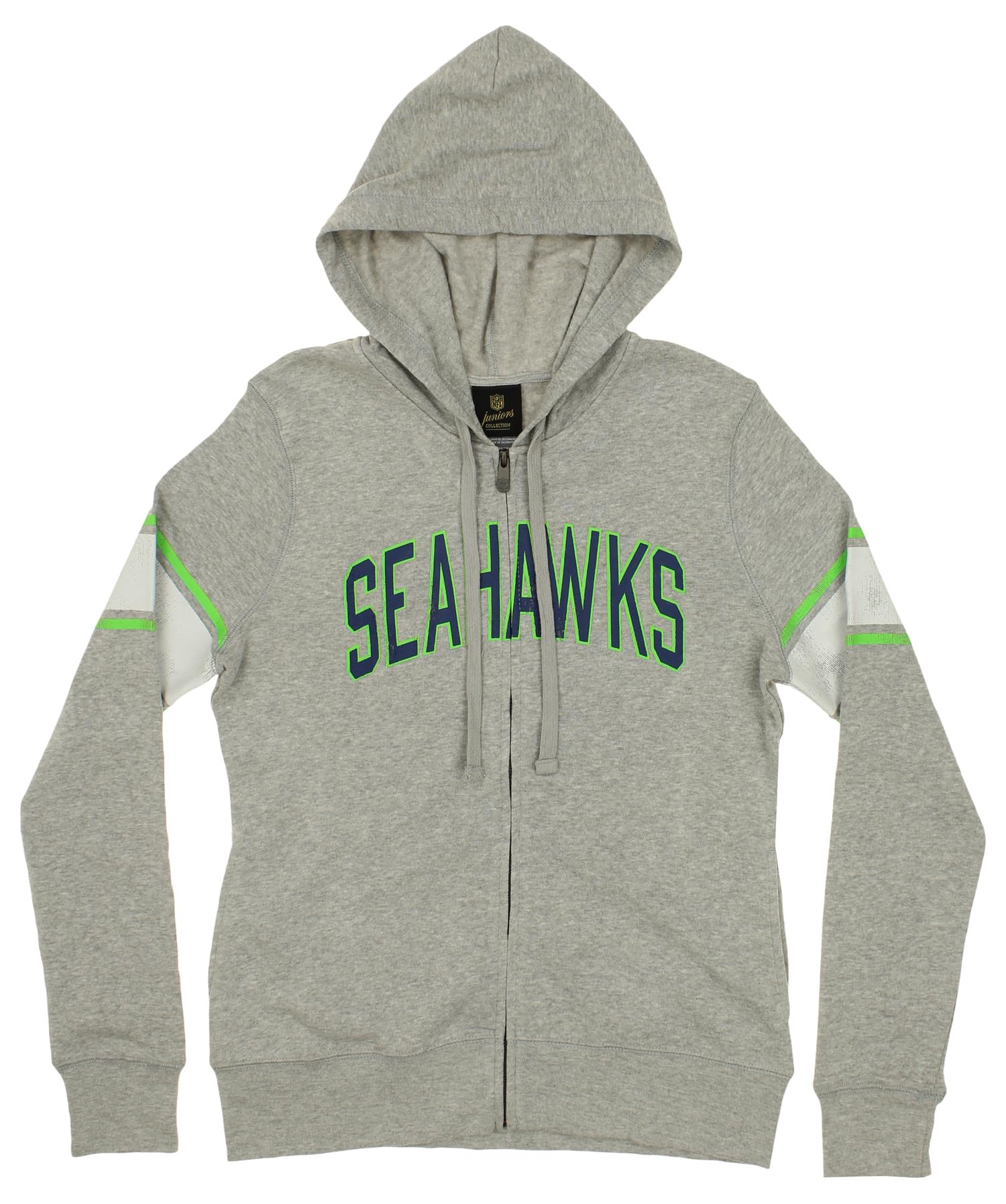 Outerstuff NFL Juniors Collection Seattle Seahawks Girls Youth Heather Gray Full Zip Boyfriend Hoodie (3-13)