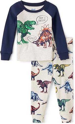 The Children's Place Conjunto de pijama de 2 piezas de 2 piezas con botones y pantalones ajustados para bebés y niños