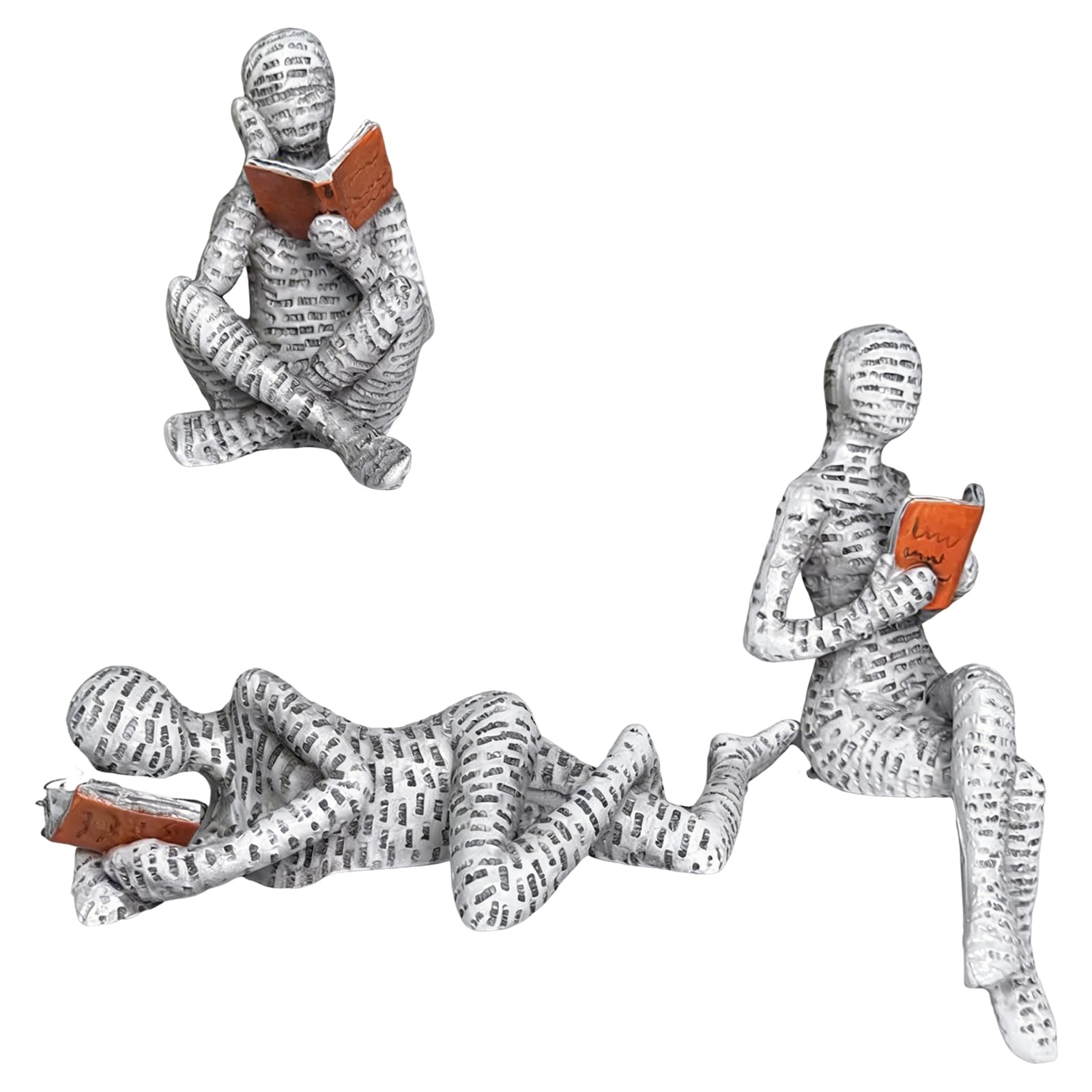 Figura decorativa per scaffale, 3pezzi piccola lettura da donna a forma di scultura dipinta a mano lettura cattivo desktop libri scaffale artigianato statua Cadeaux de anniversaires et Noël