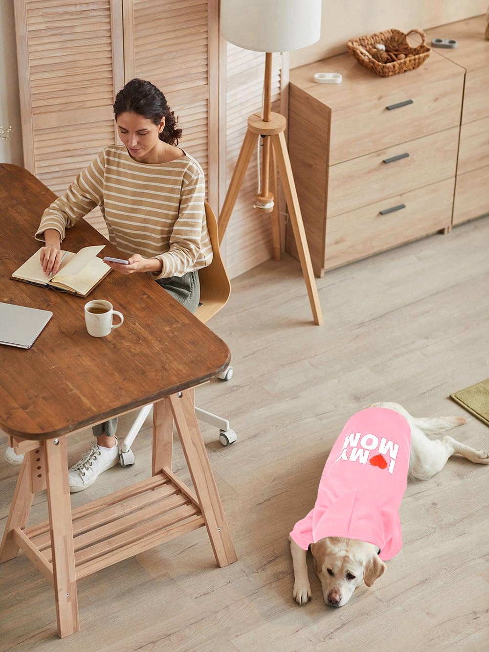 Hundepullover, Hunde-Kapuzenpullover für kaltes Wetter, Kapuzen-Sweatshirt für Welpen, Katzen, kleine, mittelgroße und große Hunde, Rosa (I Love My Mom), Größe XS