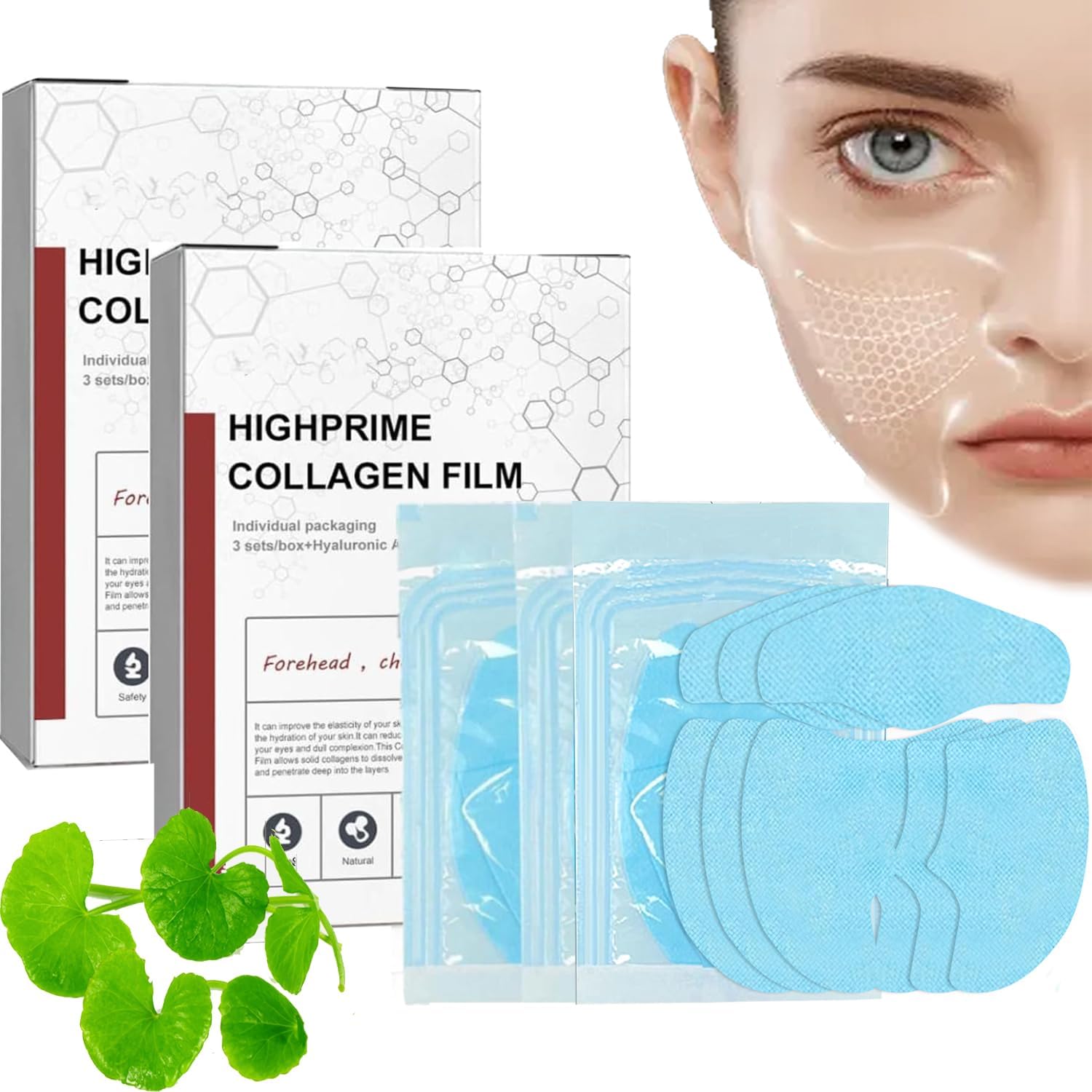 Highprime Collagen Film Mask,Melting Collagen Film,Soluble Collagen Supplement Film,Collagen Hydrating Face Mask,Anti Aging Deep Collagen Face Mask Reducing Fine Lines for All Skin Types