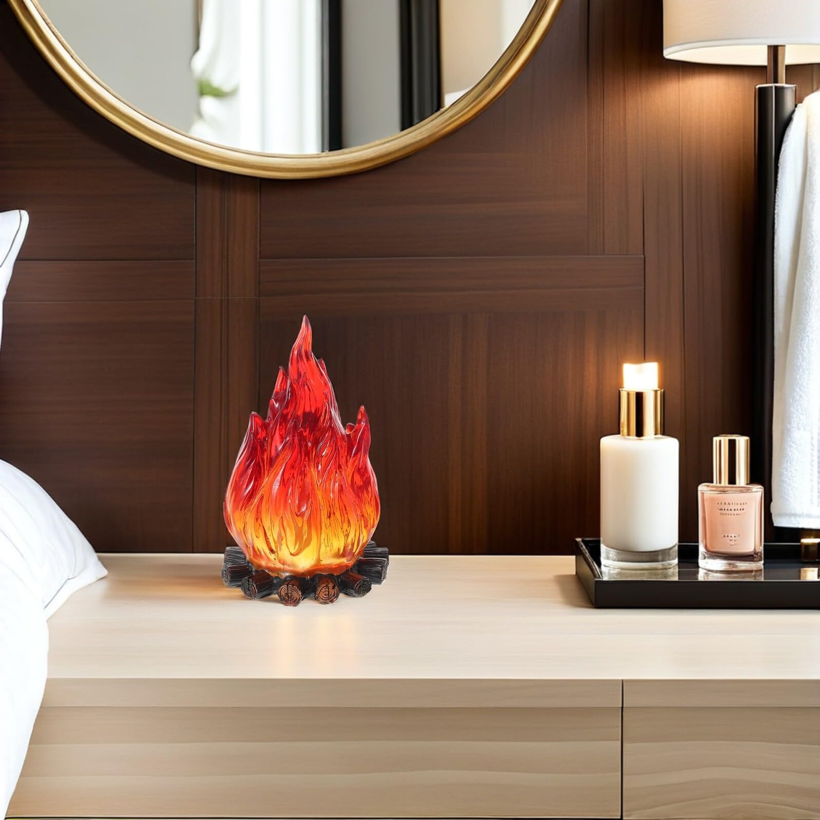 Artibetter Luce Notturna Decorativa a Fiamma Artificiale LED senza Fiamma, Lampada da Tavolo per Feste e Campeggio, Effetto Fuoco Realistico per Casa e Ambienti Interni