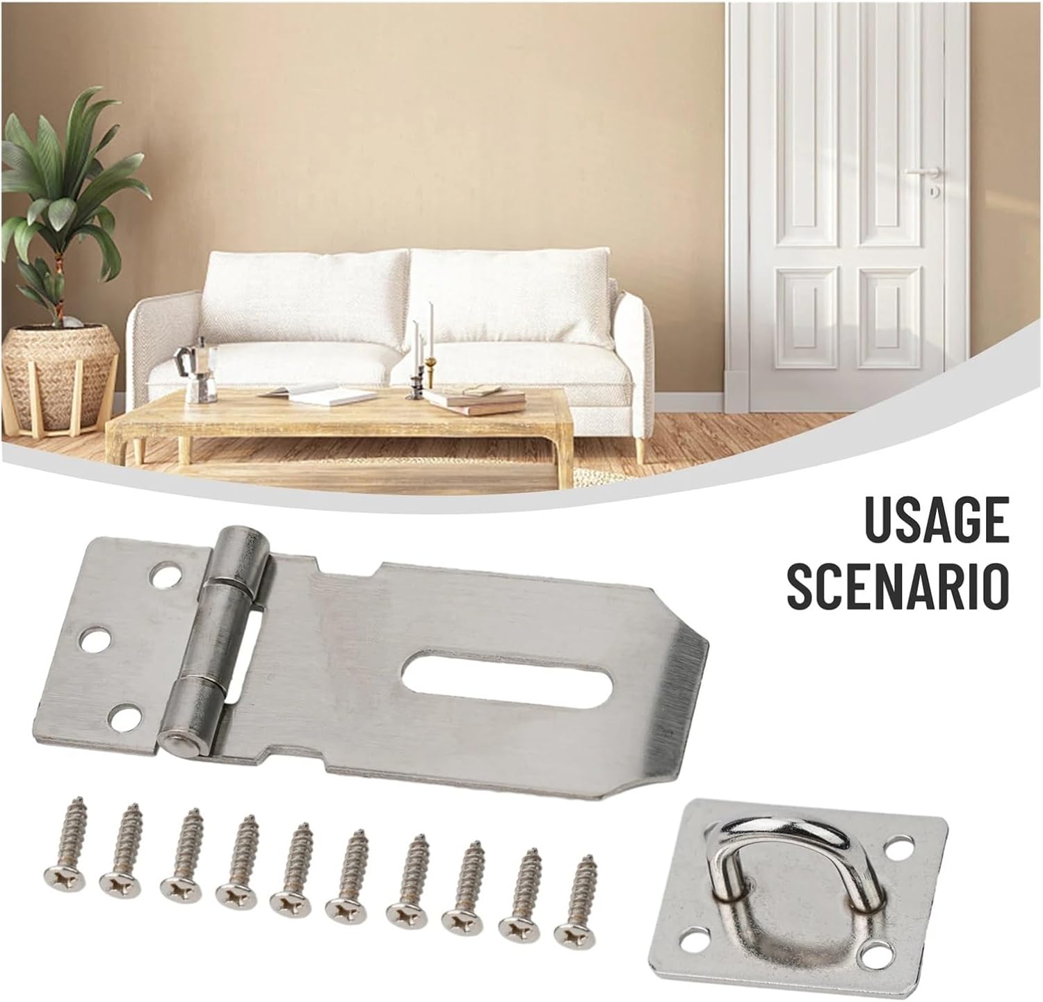 Hasp Latch 12 Practical Padlocks, Door Latches, Anti-Theft Locks, Devices, Suitable for Wooden Furniture Accessor for Door Gate Cabinets Etc(Silver 3 inch)