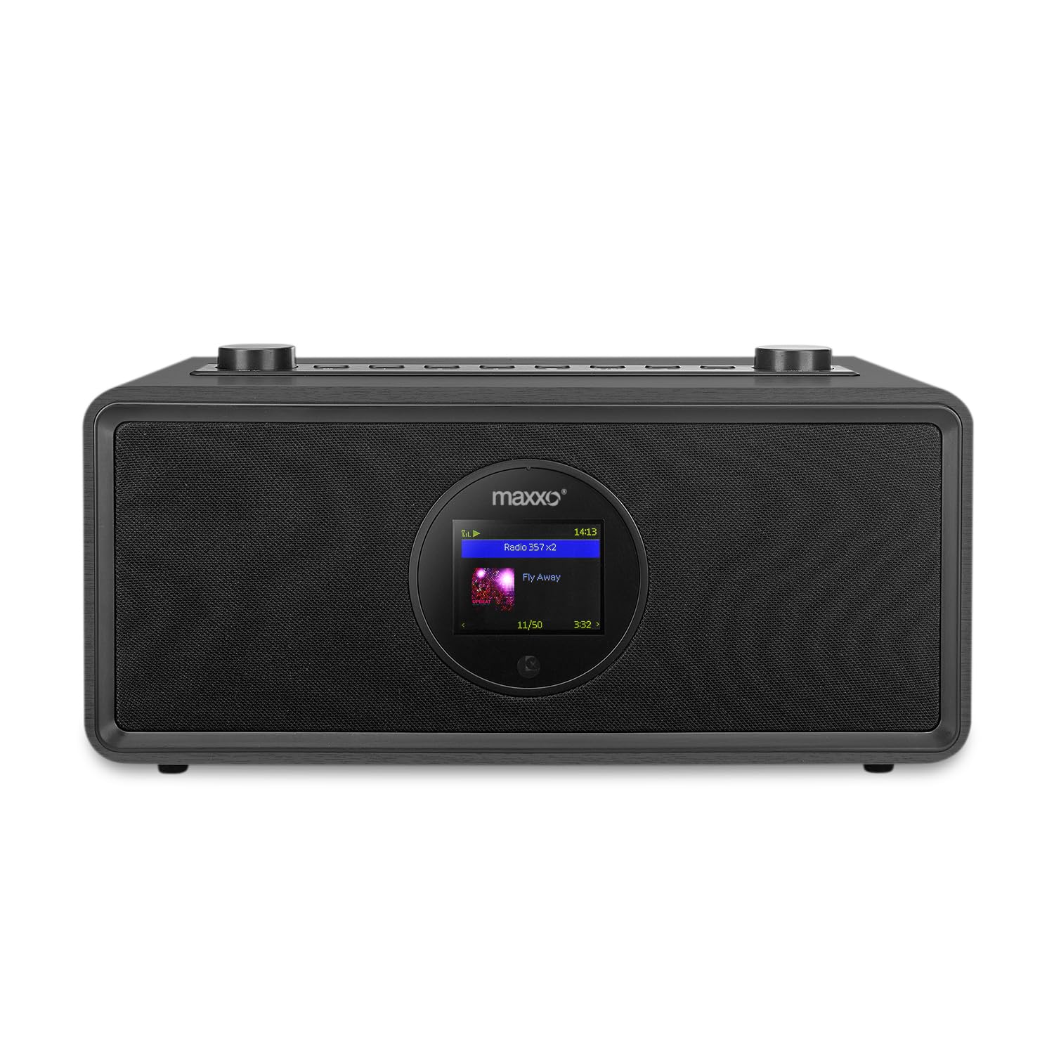 MAXXO Radio Internet DAB+ DT06 - Boîtier en bois - 2 x 20 W RMS, Bluetooth, Wi-Fi, USB, UPnP/DLNA, réveil et télécommande