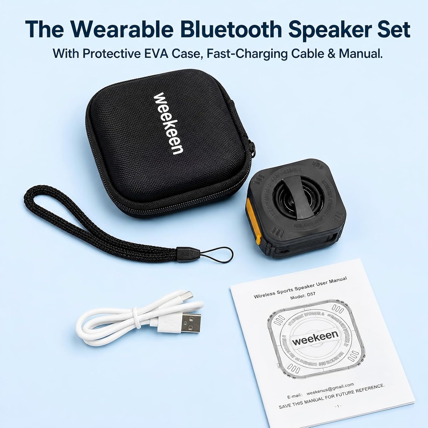 Wearable Bluetooth Speaker Clip on: Workers Tradespeople Wireless 5W Loud Sound & Mic for Jobsite Noisy Workshop — Rugged IP56 Waterproof and Dustproof