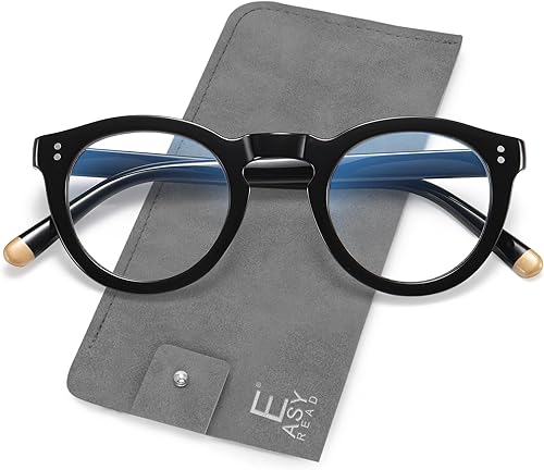 EASY READ Lentes de lectura redondos retro con bloqueo de luz azul para mujer, anti rayos UV, lentes de computadora para mujer