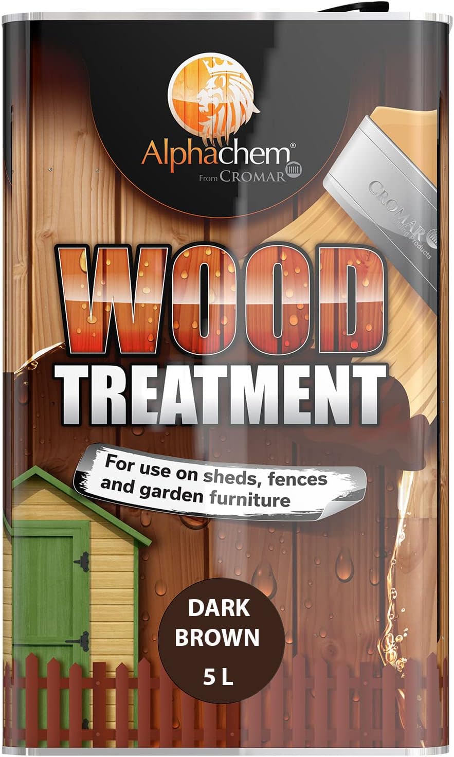BC Profiles Cromar Alpha Chem Wood Treatment | Solvent Based, Ideal for Use on Fascias, Garden Funiture, Fences and Shed - 5 litres - Dark Brown