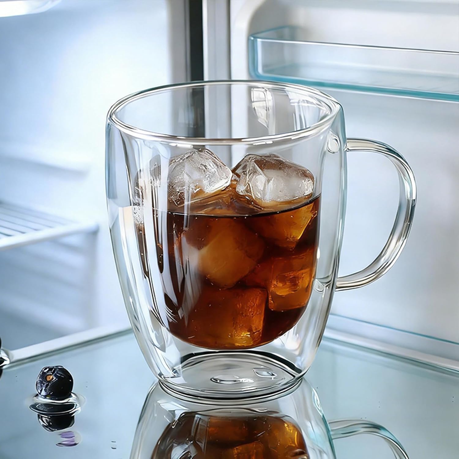 Etolies 6 Pack Double Walled Glass Coffee Mugs with Handle,12oz Borosilicate Glass coffee Cups - Insulated Clear Mugs for Espresso, Cappuccino, Latte, Tea Beverages, Drinking Glasses