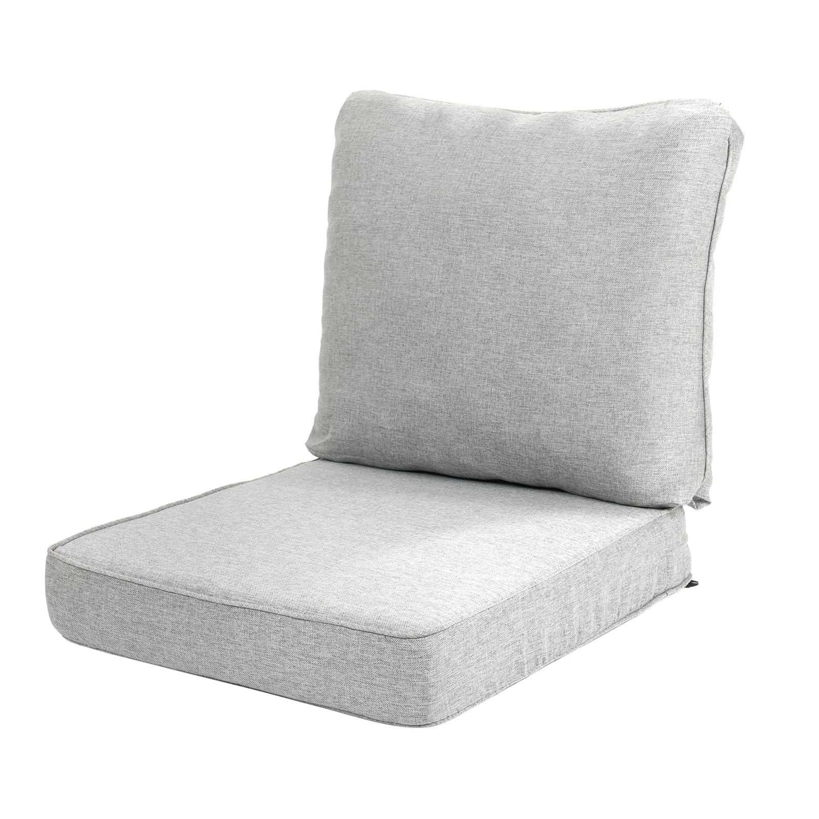 aoodor 24 x 26 inch outdoor seat cushion, water-resistant & fade resistant deep seat and back cushion with removable cover for patio furniture chair, sofa and couch, light gray