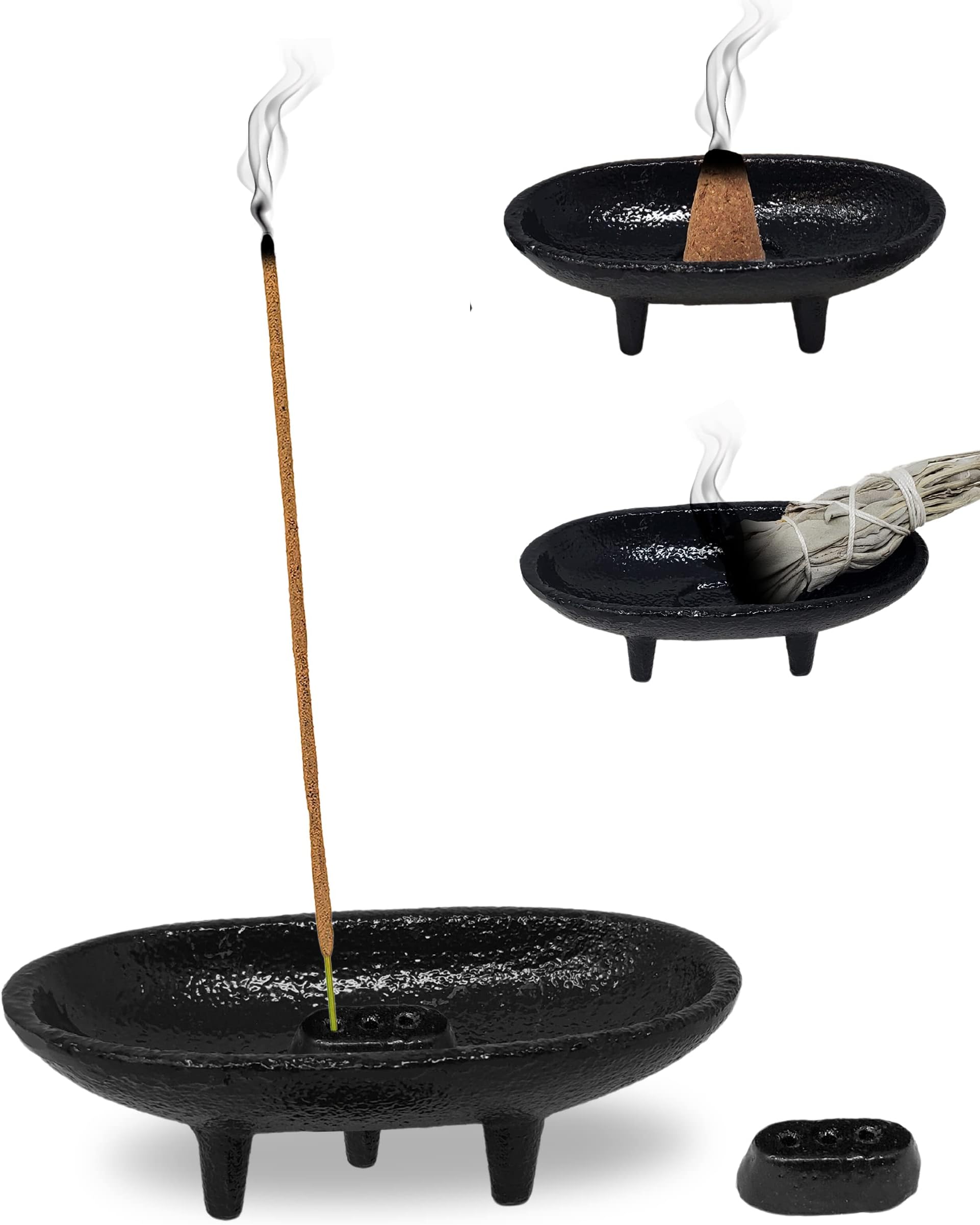 Cast Iron Incense Burner 4" L 2" H, Ideal for smudging, Incense Burning, Ritual Purpose, Decoration etc. (4" L)