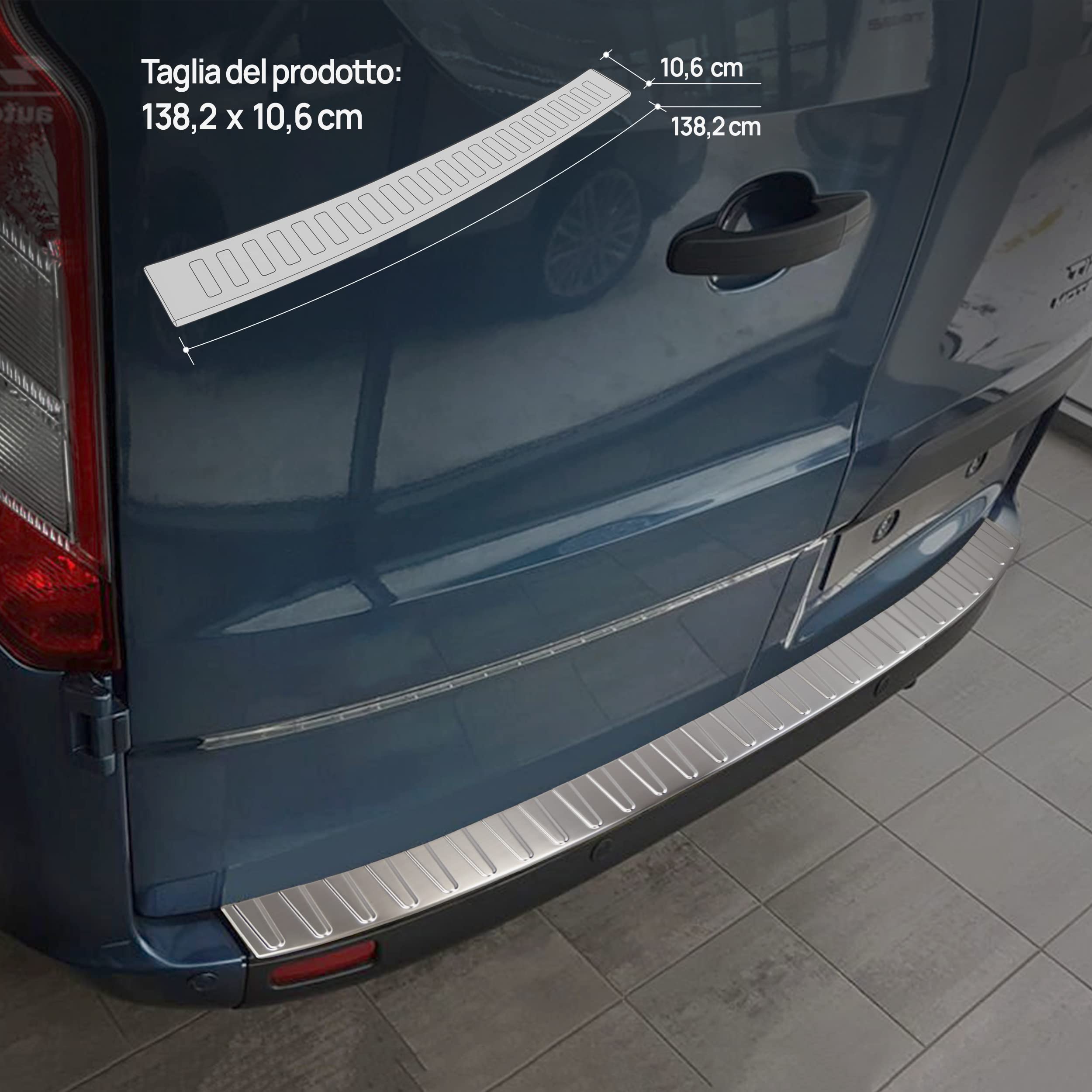 Protezione Paraurti Posteriore Per Ford Transit Custom 2023+ - Acciaio Inox Spazzolato Grafite, Antigraffio