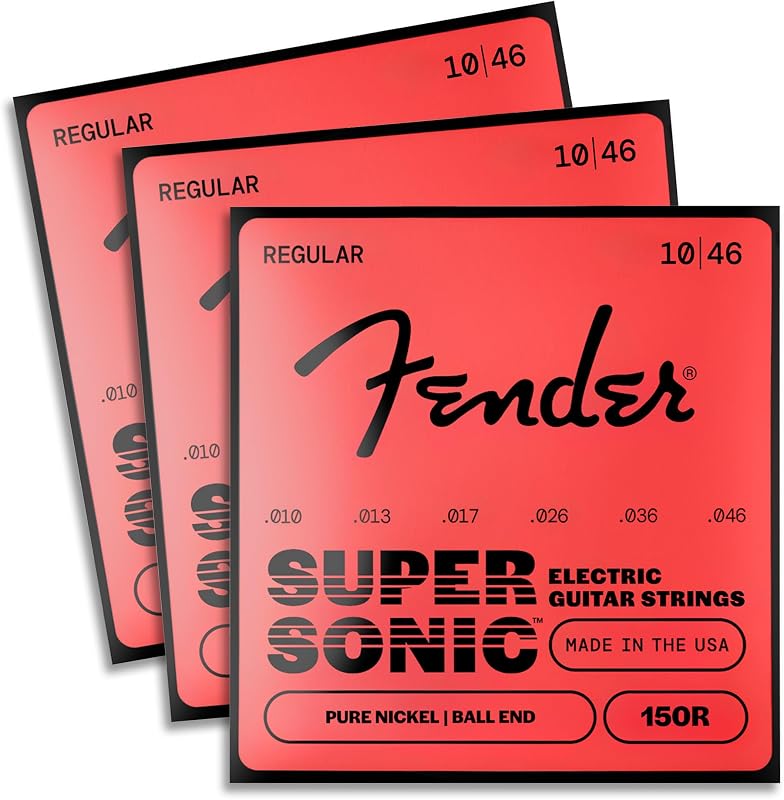 Fender Original 150 Electric Guitar Strings, Pure Nickel Wound, Ball End, 150R .010-.046, 3-Pack