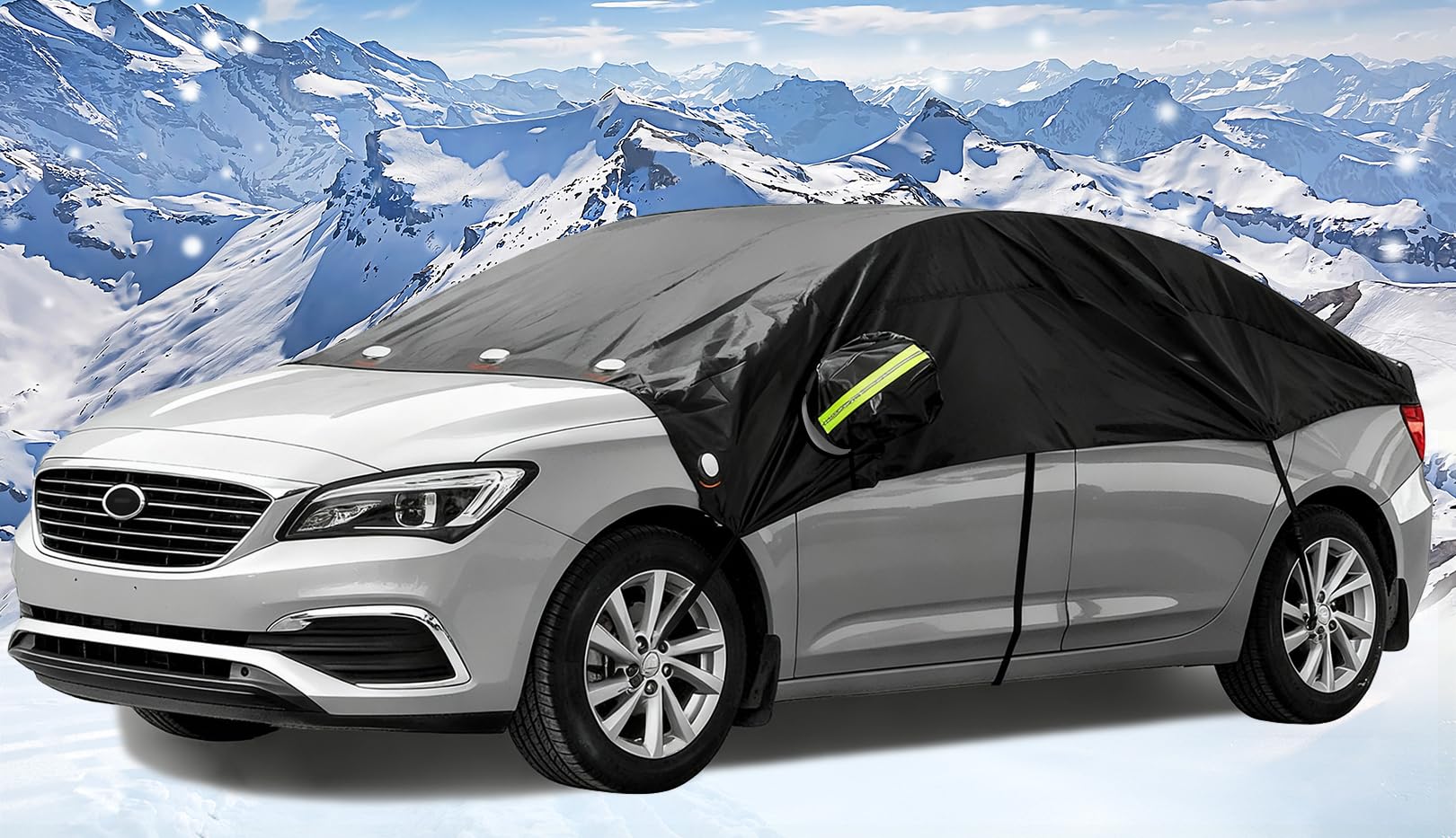 iZoeL Copertura Parabrezza Auto 274 x 260 x 412 cm Protezione Magnetica Copri Parabrezza Invernale con Protezione Specchietto Retrovisore, Protegge da Vento Neve Brina UV, per Auto SUV Truck