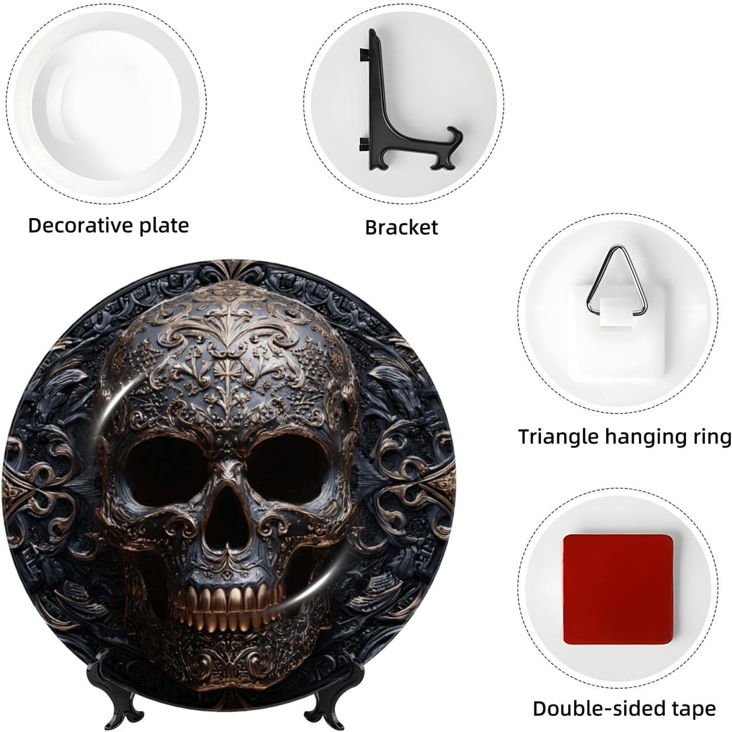 Decorative Plate Art Crafts Bone China Decorative Plate with Display Rack Souvenir Wall Decor Ceramic Ornaments Dinner Plates Ceramic Decoratives Plates for Home Office 10in