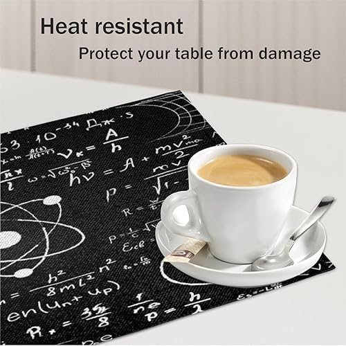 Miniatura 5 de Classic Knowledge Texture Placemats Set of 4 Table Mats Washable Placemat Waterproof Place Mats for Party Home Dining Table Decor 18x12 in