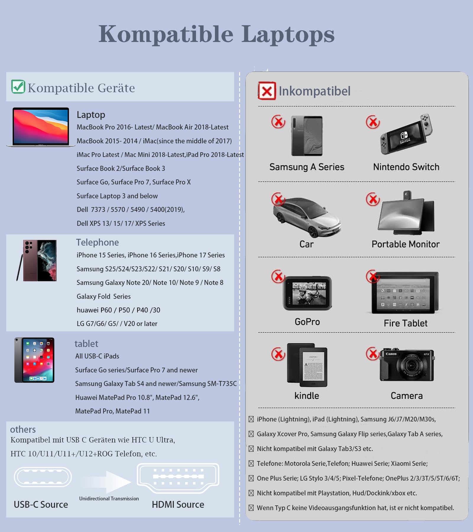 sweguard Cavo USB C HDMI 4K 2M, UHD Adattatore Tipo C per Thunderbolt 4 3 Compatible con iPhone16 15 Plus Pro Max,MacBook Pro/Air,iMac,iPad Pro,Samsung S25 S24 a s8,Surface,Dell