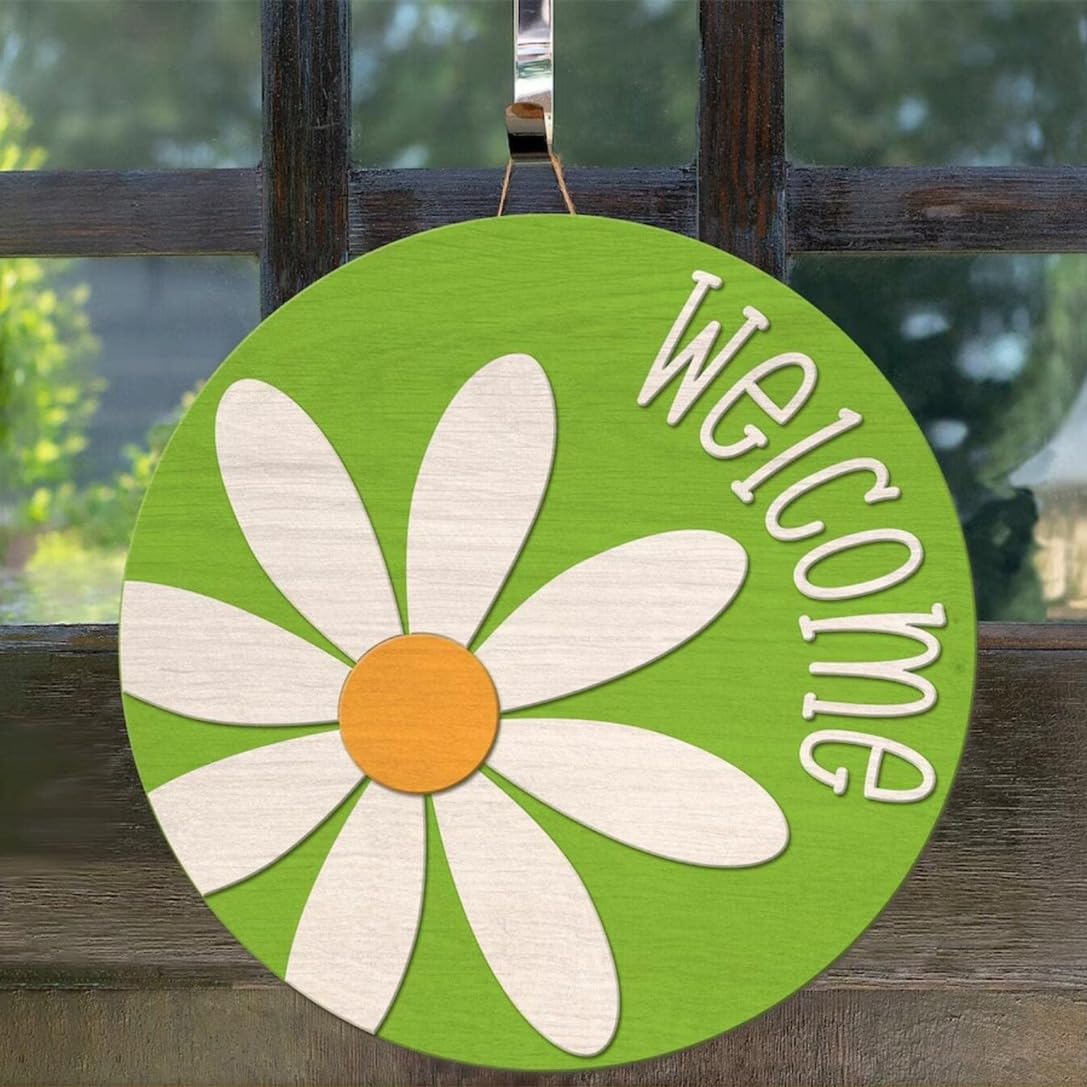 SoulQool 9 Pcs Welcome Stencils for Painting on Wood 12IN Round Stencils for Painting on Wood,Large Stencils for Crafts Reusable Drawing Templates for Door Hanger Porch Wood Sign - Image 2