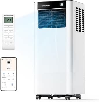 Temprium Mobile Klimaanlage 9000 BTU/2,6 kW, 3-in-1, App & Fernbedienung, leise, 24h-Timer, bis 25 m²
