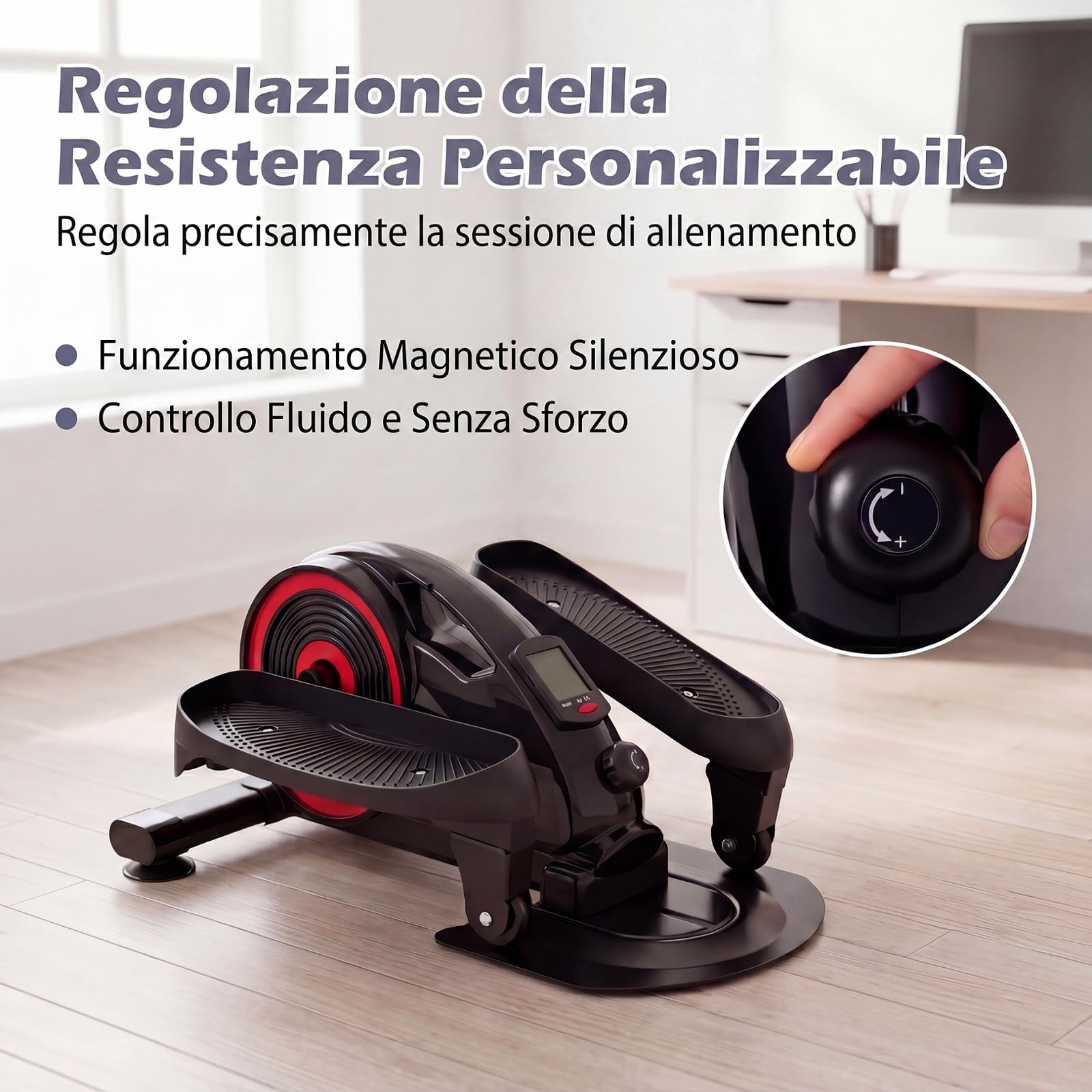 GYMAX Ellittica da Interno, Pedaliera per Riabilitazione con LCD Display Multifunzionale, Pedali Antiscivolo e Manopola di Regolazione, Funzionamento Silenziosissimo, Portatile
