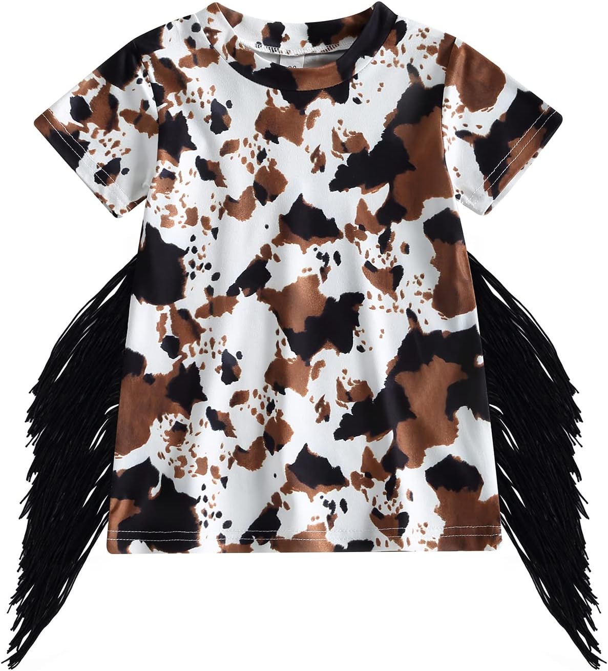 Gueuusu toddler girl cow print shirt dress fringe summer clothes