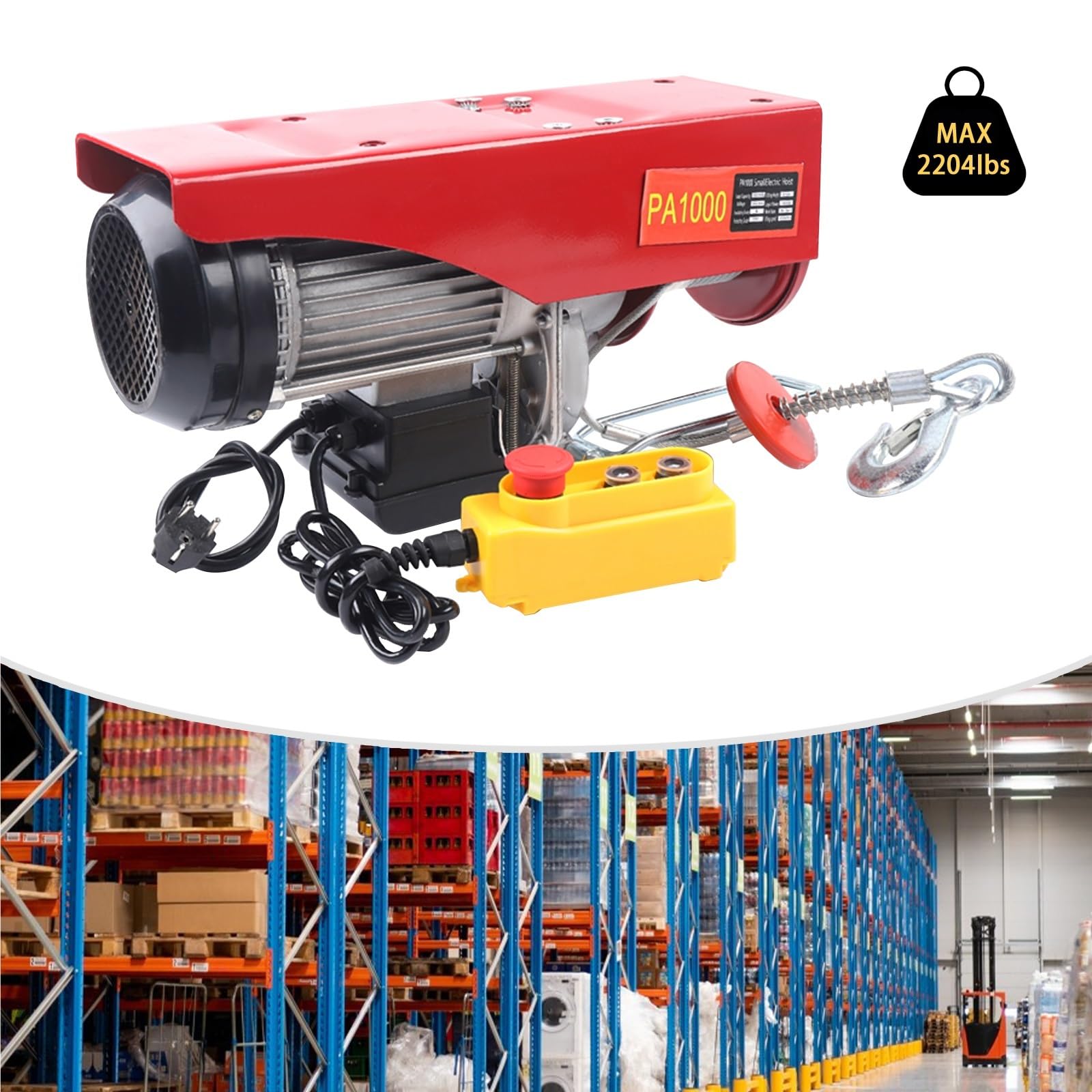 Montacargas eléctrico Polipasto Eléctrico 220V 1600W 1102lbs Grúa Aérea Con Capacidad De Elevación Para Garaje Taller Almacén Pórtico Polipasto Eléctrico de Cable