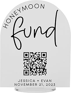 Honeymoon Fund Sign for Wedding, QR Code Cash Gift, Honeyfund, QR Code for Honeymoon Fund & Gifts, Acrylic Wedding Sign