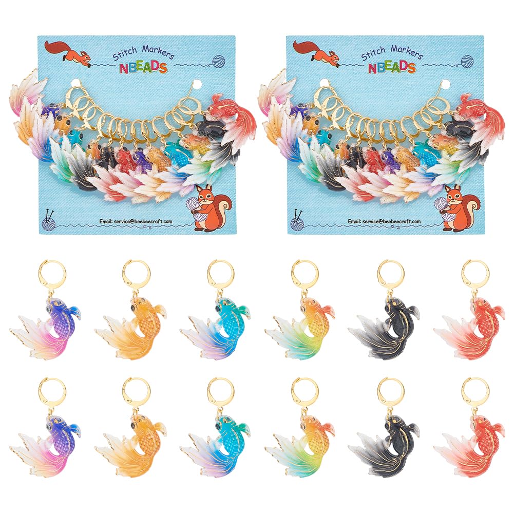 NBEADS 24 Pcs Goldfish Charms Stitch Markers