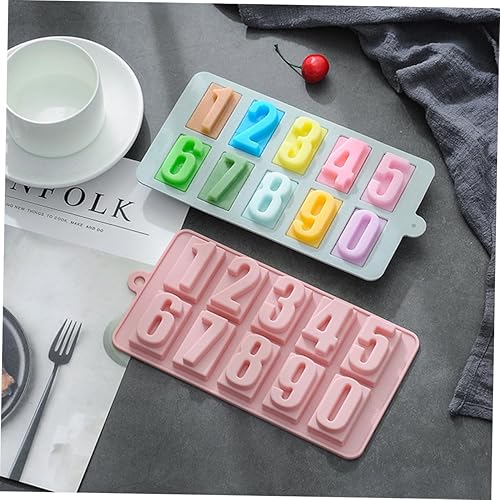 Miniatura 9 de HEMOTON Moldes para bandeja de hielo, moldes de silicona para jabón, molde de chocolate, molde de caramelo, molde para gelatinas, molde de número de