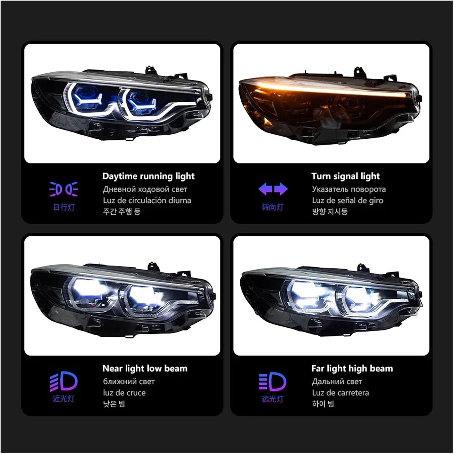 Compatible For For F32 2012-2019 Ful LED Headlight Laser Style 425i 428i 430i 435i Led Projector Dynamic Signal Automotive(6 pins)