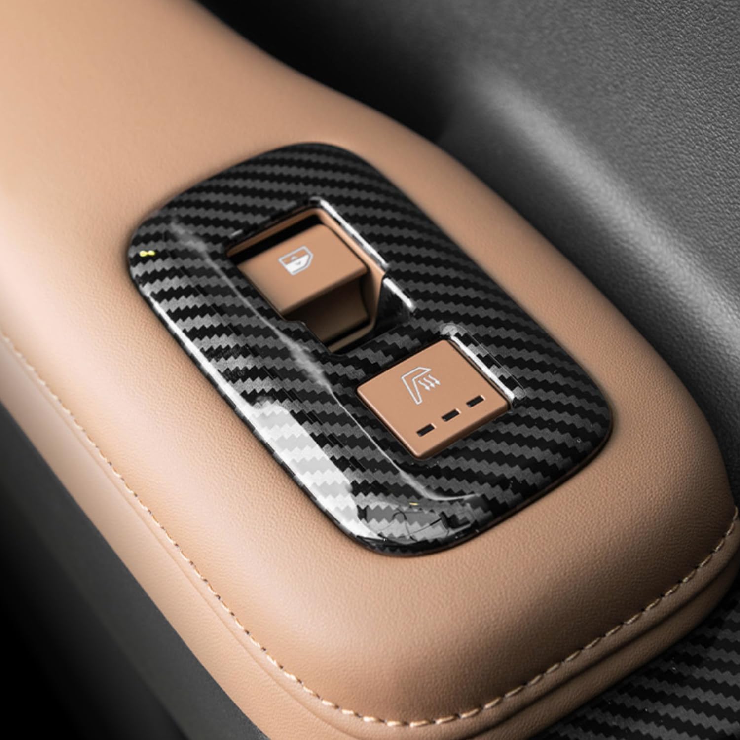 for Hyundai Santa Fe 2023-2025 LHD ABS Carbon Fiber Door Armrest Window Lift Trim 4pcs Car Accessories