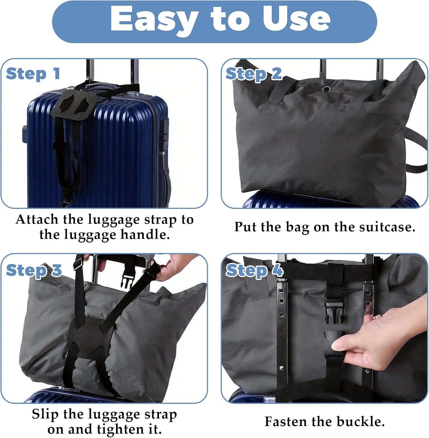 4 Pcs Multi Use Strong Adjustable Luggage Straps, Luggage Connector Straps for Add A Bag Suitcase, Add Extra Bag Easy and Securely for Travel